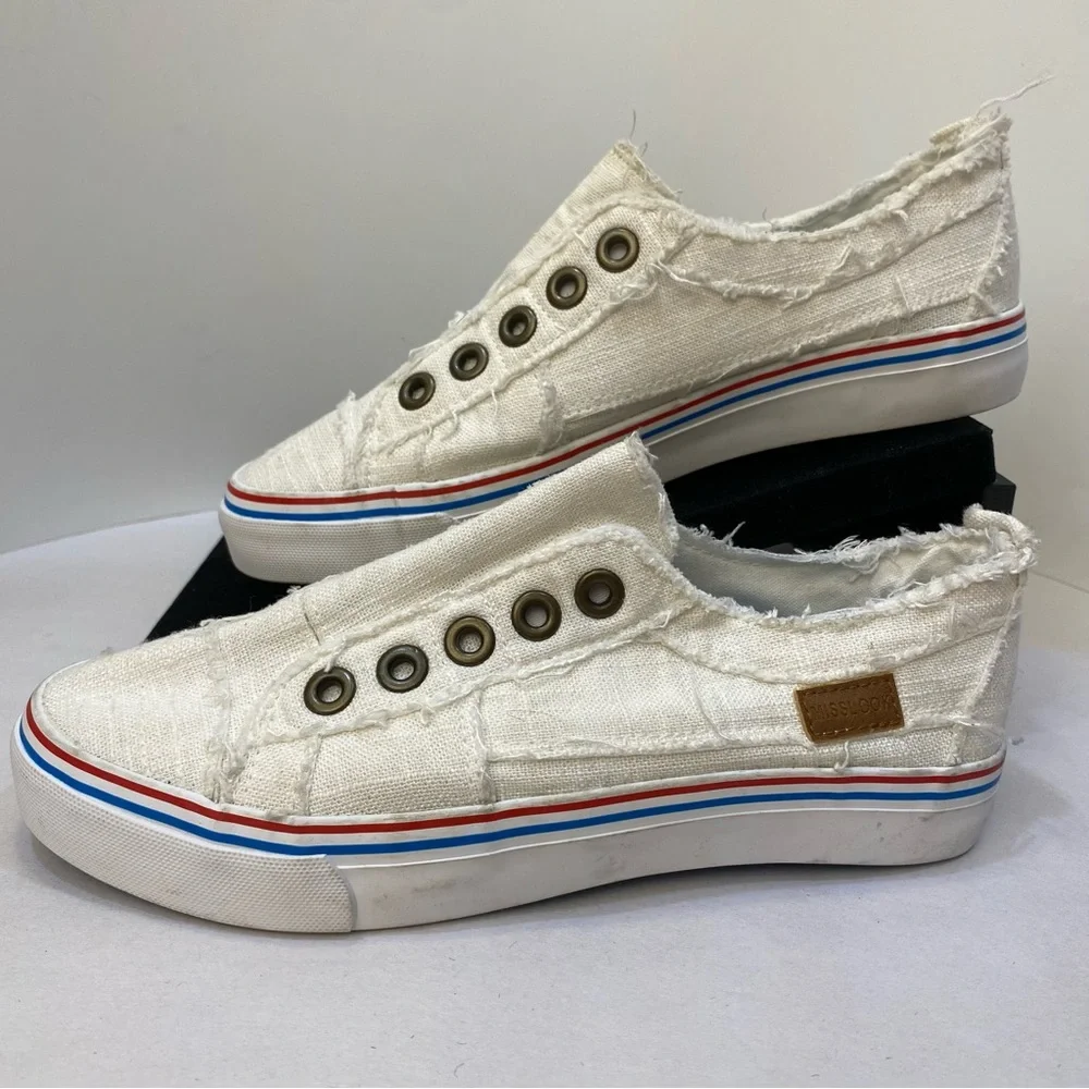 MISSLOOK Distressed Canvas Slip-On Sneakers Off-White EU 37 US 6.5–7